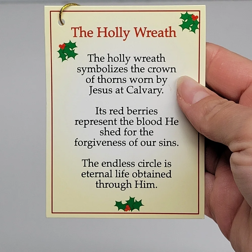 Vintage The Holly Wreath Cross Of‎ Nails Jesus Ornament Card Gift Present Resin